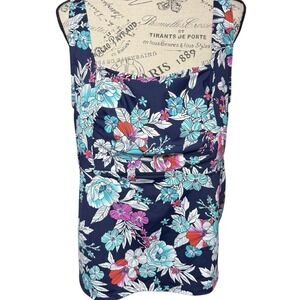 Lands End Swim Tankini Womens 18W MAST Multicolor Floral Swim Top Plus Swimwear